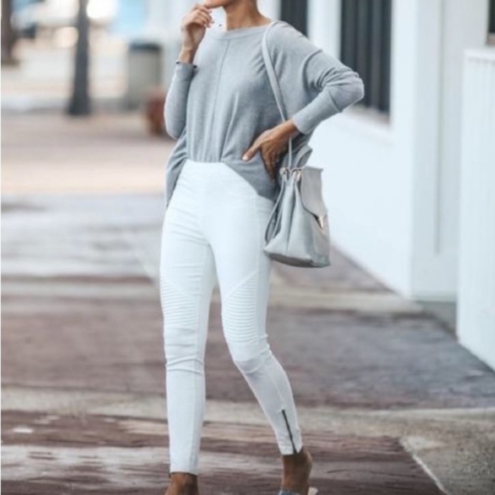 White Moto Skinny Jeans High Rise Stretch Zip Ankle Sz small NWT - Picture 5 of 9